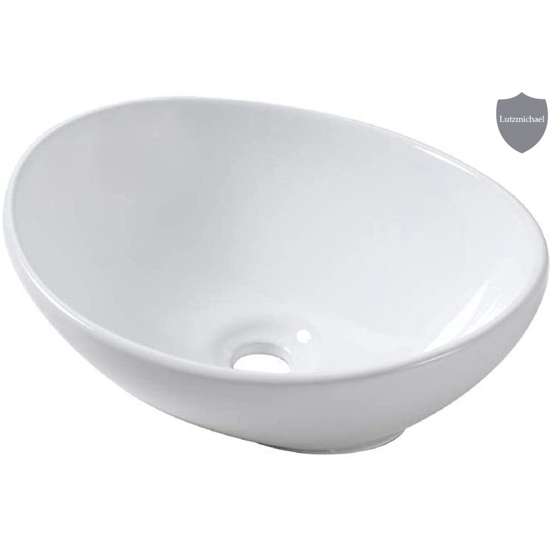 Menggutong 13'' White Ceramic Oval Vessel Bathroom Sink Wayfair Canada
